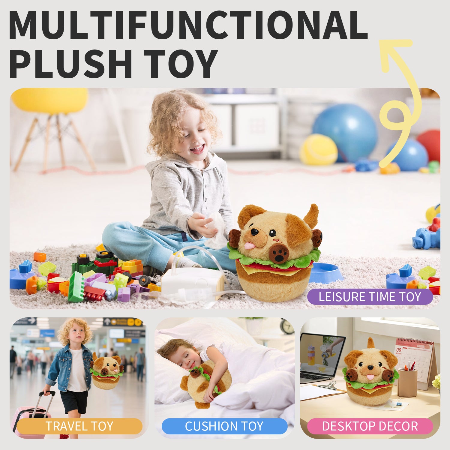 18CM OLAOLA Original Cute Hamburger Puppy Dog Dolls Soft Stuffed Dolls Animals Food Plush Toys Plushies Birthday Gift