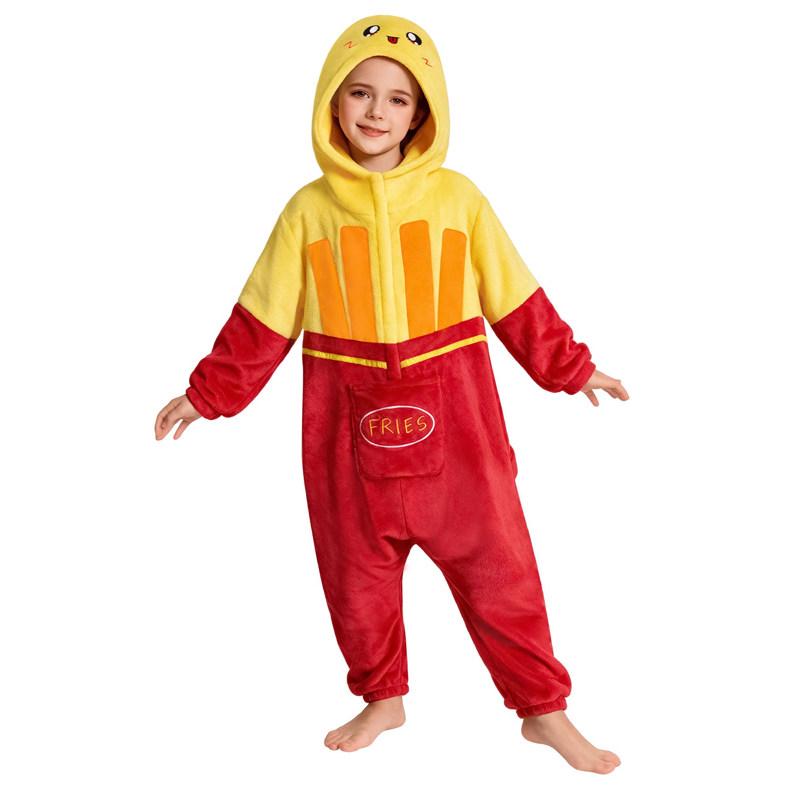 OLAOLA Kids French Fries Jumpsuit Children Pajamas Costume Soft Cozy Flannel Onesie Halloween Cosplay Costume