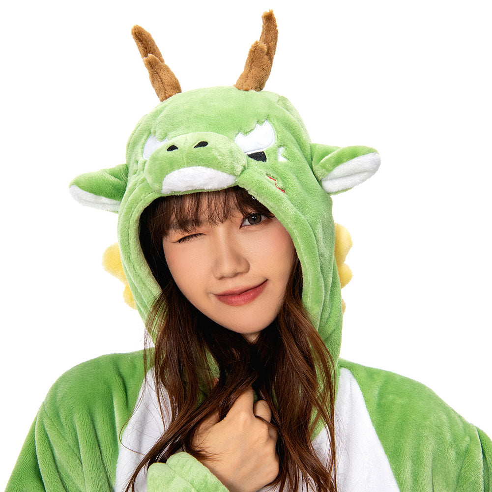 OLAOLA Unisex Adult Plush Oriental Dragon Animals Onesie Pajamas Warm Home One-Piece Sleepwear