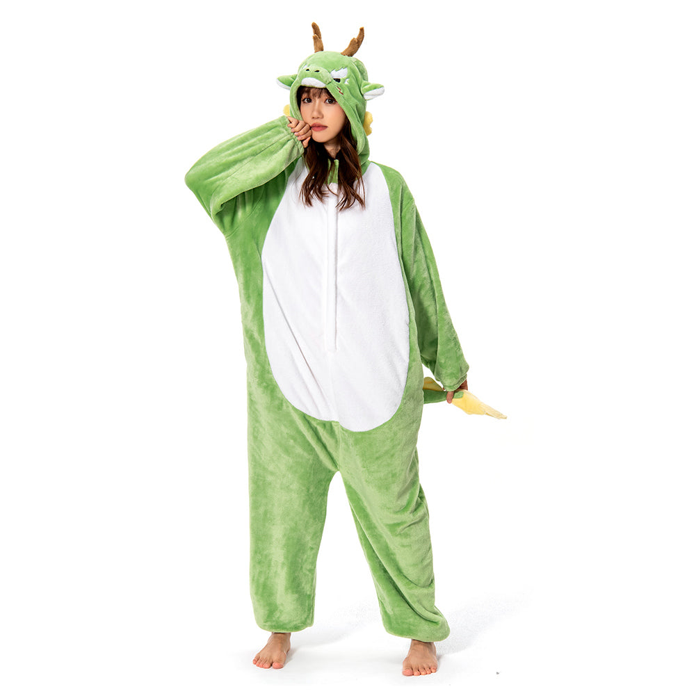 OLAOLA Unisex Adult Plush Oriental Dragon Animals Onesie Pajamas Warm Home One-Piece Sleepwear
