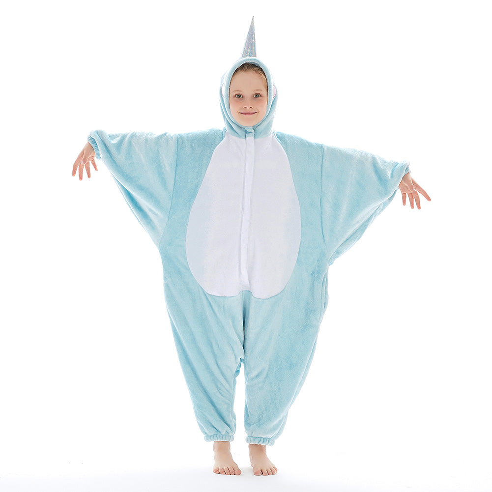 OLAOLA Kids Narwhal Animal Onesie Plush Soft Flannel Warm Home Pajamas One-Piece Sleepwear