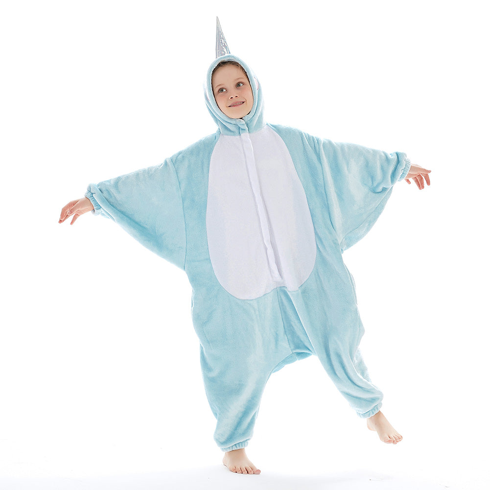 OLAOLA Kids Narwhal Animal Onesie Plush Soft Flannel Warm Home Pajamas One-Piece Sleepwear