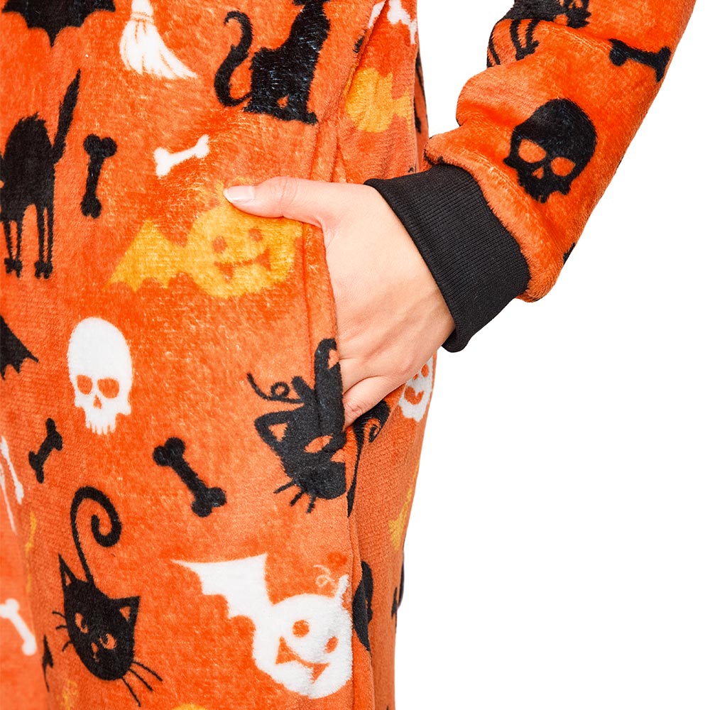OLAOLA Yellow Printed Cat Pajamas Plush Animals Onesie Adult Soft Sleepwear Halloween Carnival Suit
