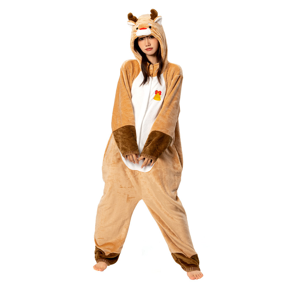 OLAOLA Unisex Adult Plush Deer Animals Onesie Pajamas Warm Home One-Piece Sleepwear