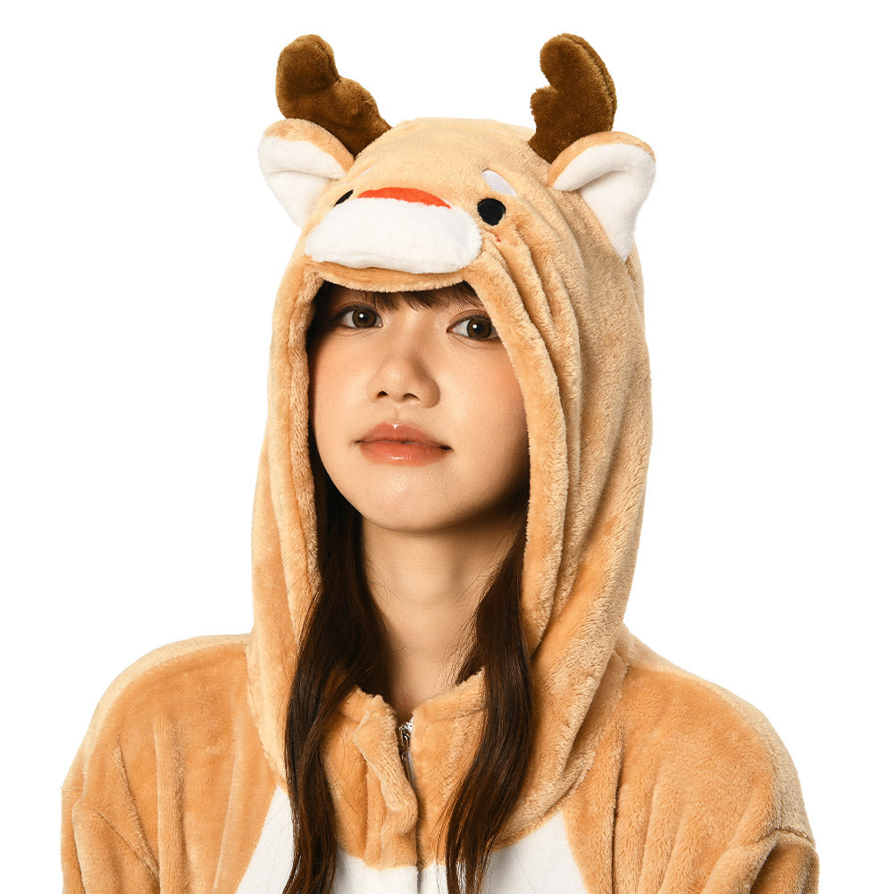 OLAOLA Unisex Adult Plush Deer Animals Onesie Pajamas Warm Home One-Piece Sleepwear