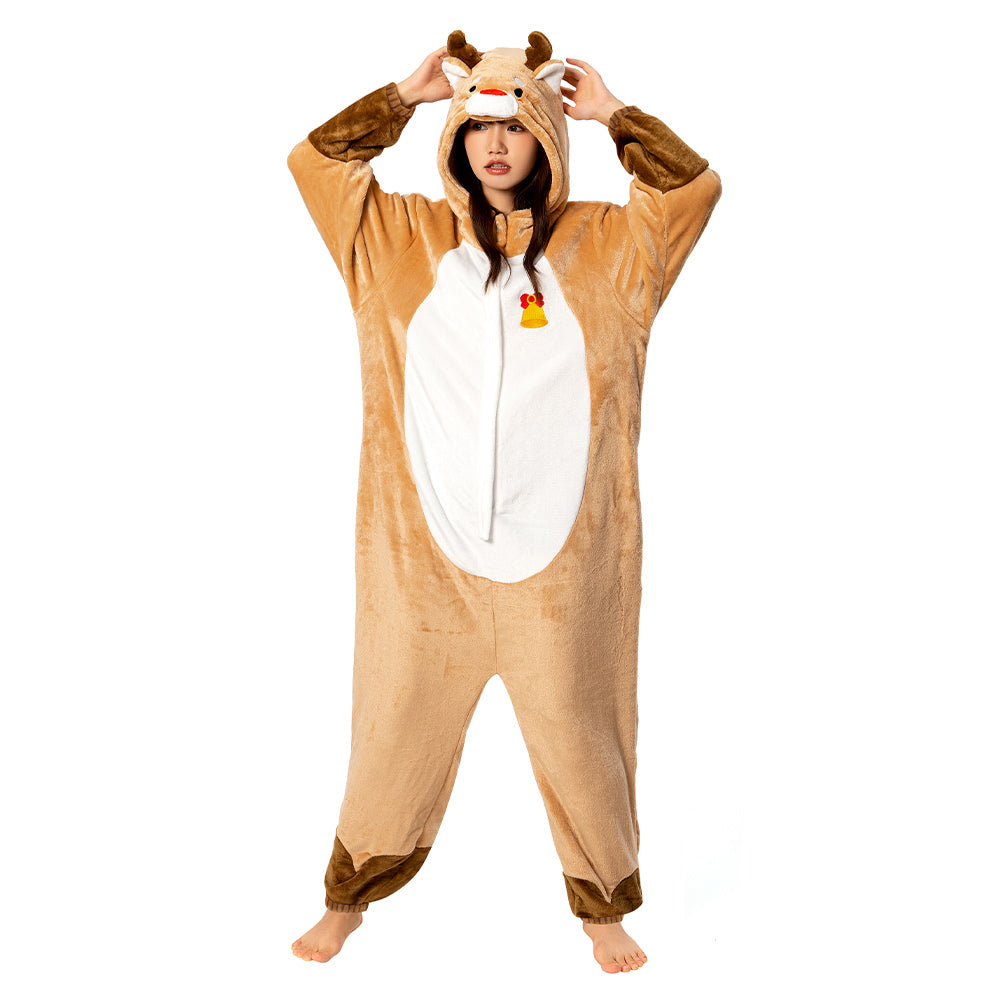 OLAOLA Unisex Adult Plush Deer Animals Onesie Pajamas Warm Home One-Piece Sleepwear