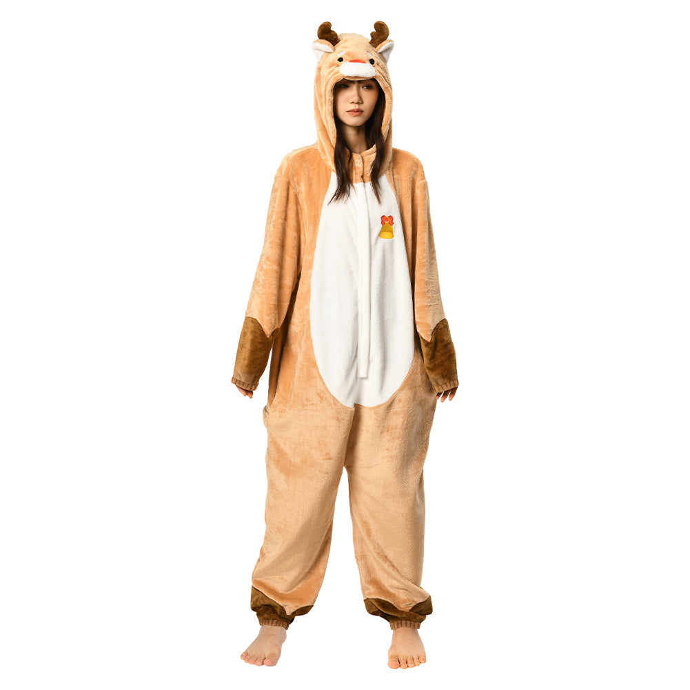 OLAOLA Unisex Adult Plush Deer Animals Onesie Pajamas Warm Home One-Piece Sleepwear