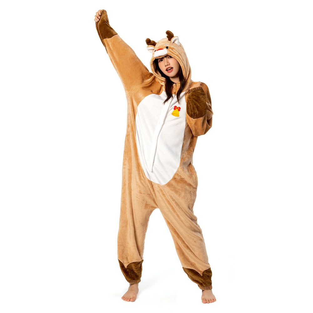 OLAOLA Unisex Adult Plush Deer Animals Onesie Pajamas Warm Home One-Piece Sleepwear