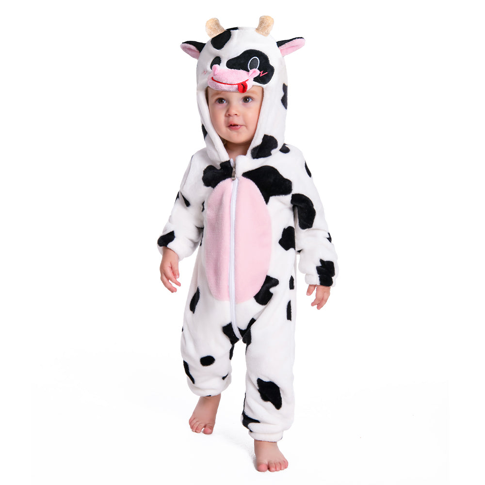 OLAOLA Baby Cow Pajamas Cattle Animal Onesie Toddler Romper Plush Dress Up Infant Outfits Sleepwear Party