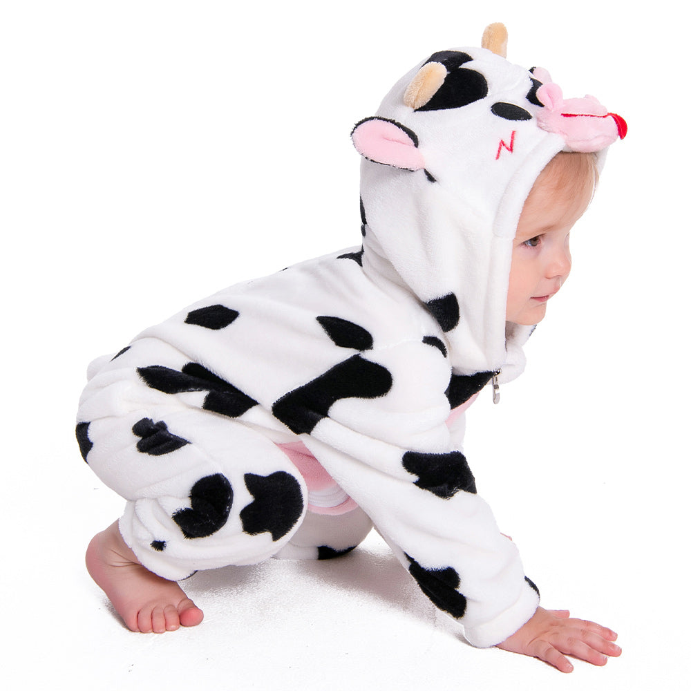 OLAOLA Baby Cow Pajamas Cattle Animal Onesie Toddler Romper Plush Dress Up Infant Outfits Sleepwear Party