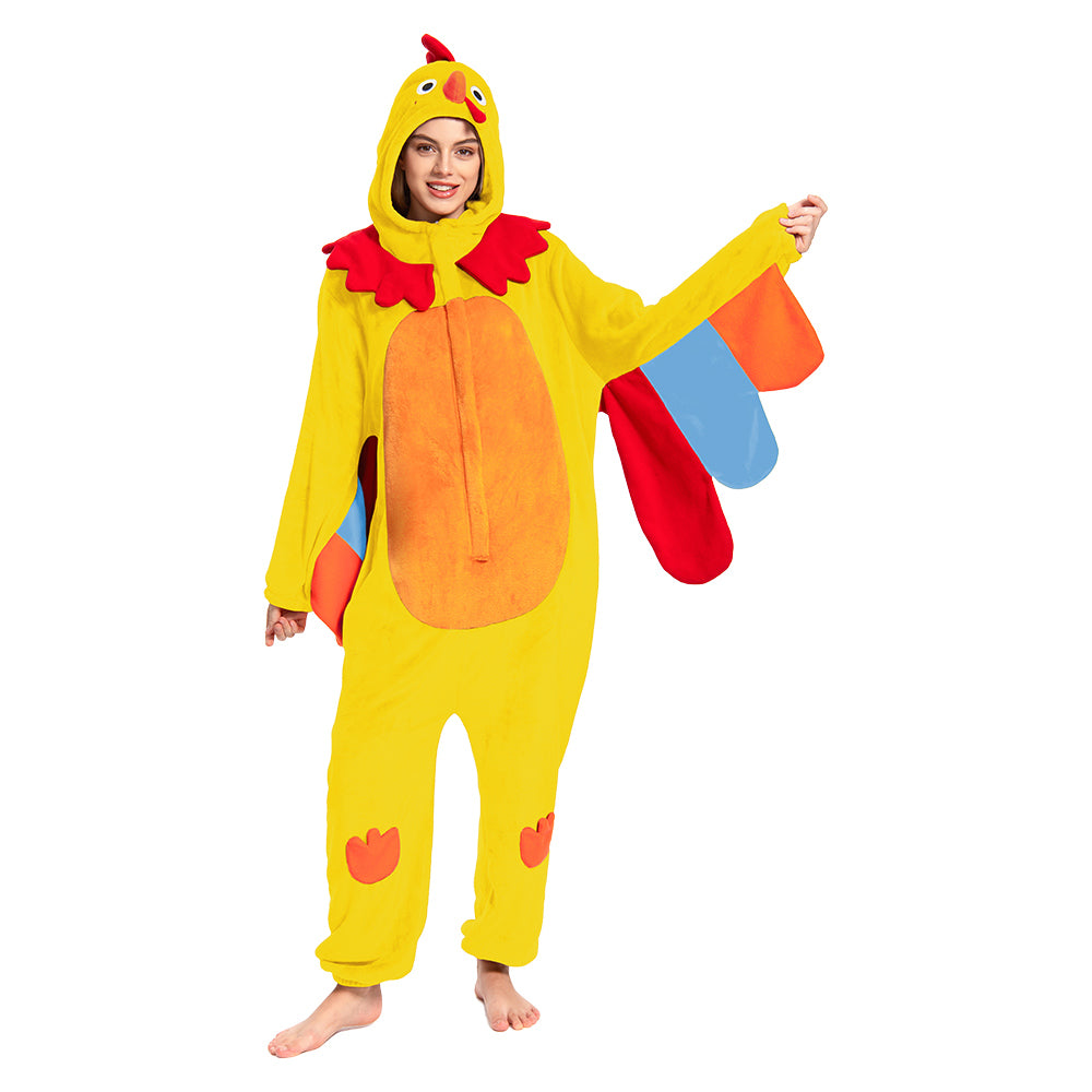 OLAOLA Yellow Turkey Animals Onesie Pajamas Warm Home One-Piece Soft Sleepwear For Adult Christmas