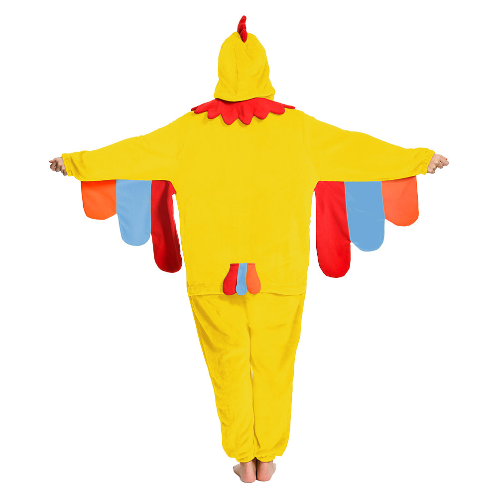 OLAOLA Yellow Turkey Animals Onesie Pajamas Warm Home One-Piece Soft Sleepwear For Adult Christmas