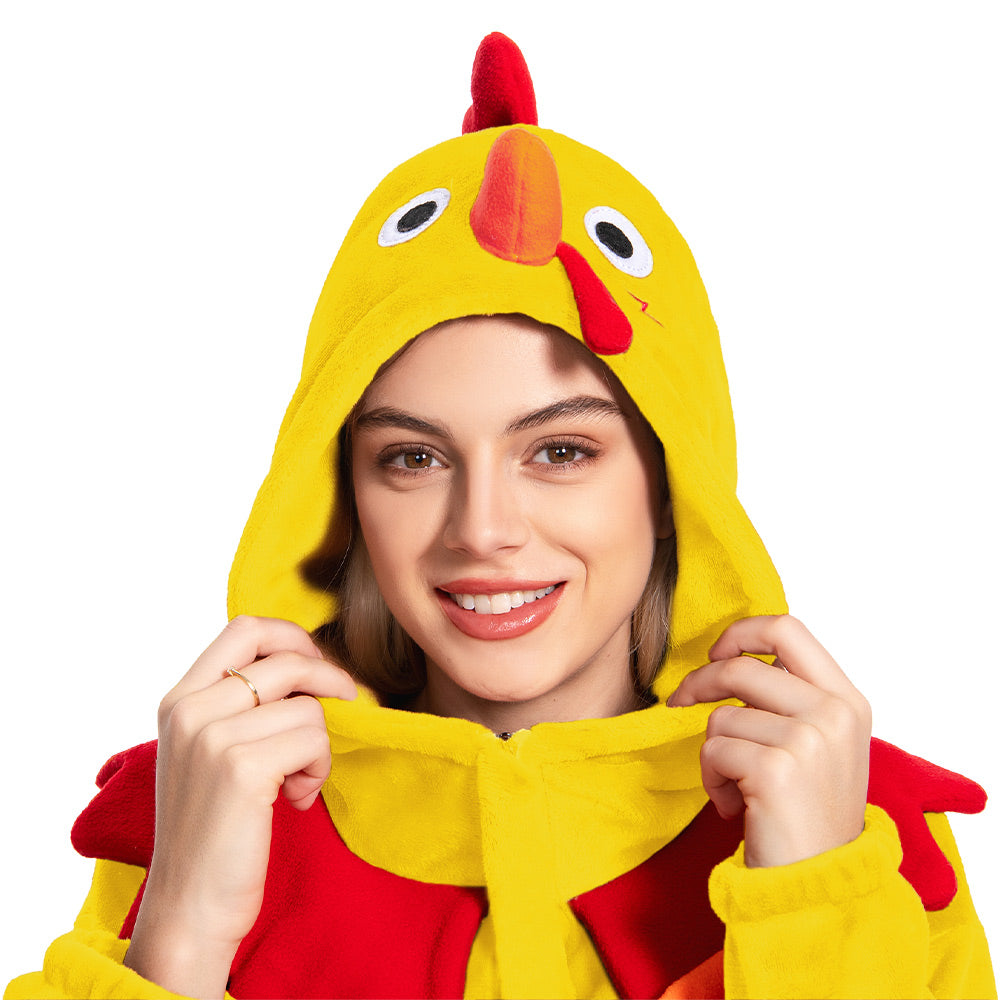 OLAOLA Yellow Turkey Animals Onesie Pajamas Warm Home One-Piece Soft Sleepwear For Adult Christmas