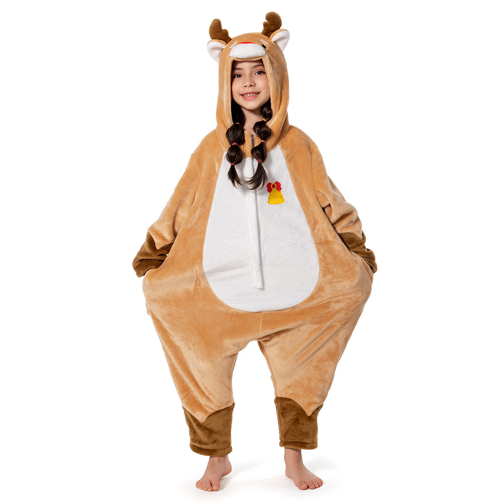 OLAOLA Kids Deer Animal Onesie Plush Soft Flannel Warm Home Pajamas One-Piece Sleepwear