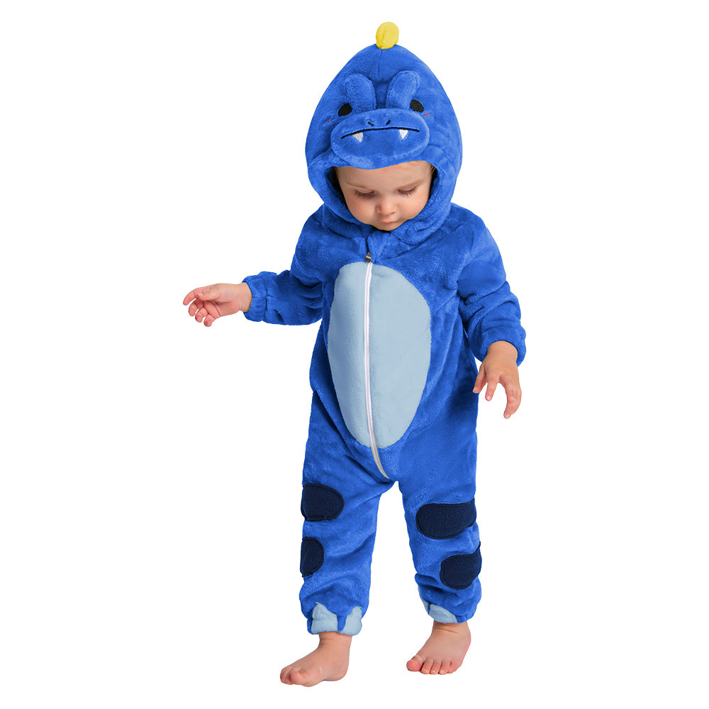 OLAOLA Baby Blue Dinosaur Pajamas Animal Onesie Toddler Romper Plush Dress Up Infant Outfits Halloween Suit