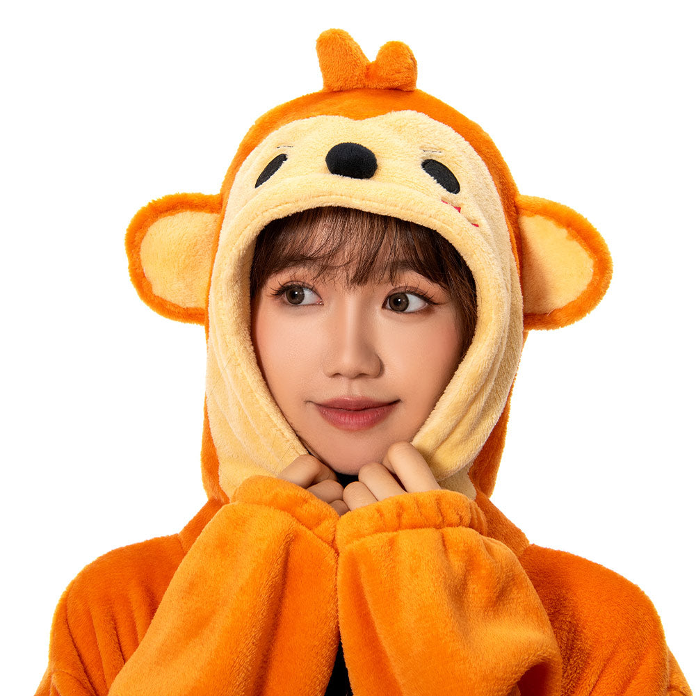 OLAOLA Unisex Adult Plush Monkey Animals Onesie Pajamas Warm Home One-Piece Sleepwear