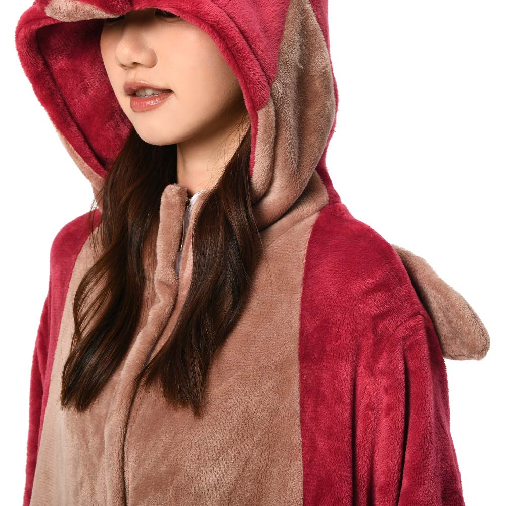 OLAOLA Unisex Adult Plush Red Dragon Animals Onesie Pajamas Warm Home One-Piece Sleepwear