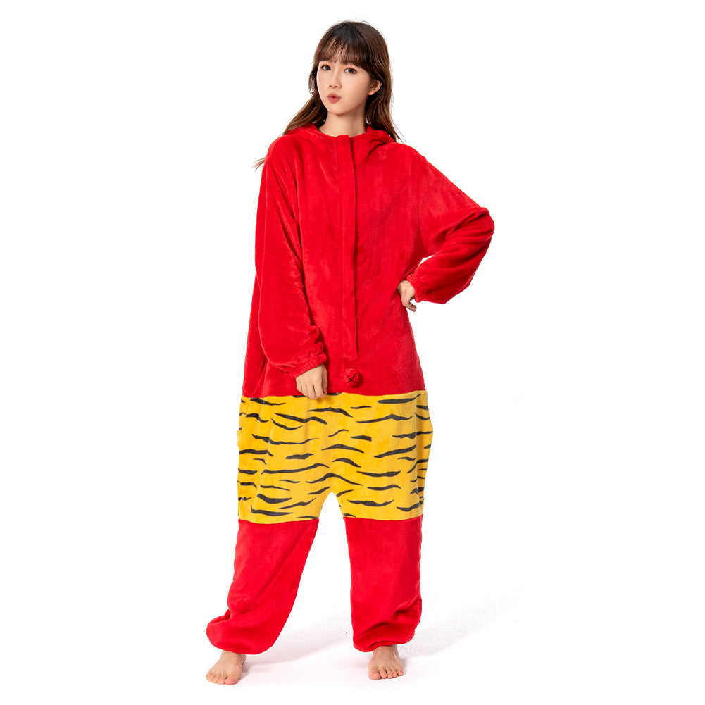 OLAOLA Unisex Adult Plush Red Ogre Festival Onesie Pajamas Warm Home One-Piece Sleepwear