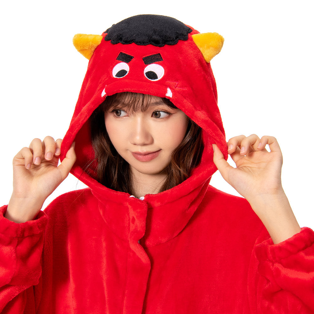 OLAOLA Unisex Adult Plush Red Ogre Festival Onesie Pajamas Warm Home One-Piece Sleepwear