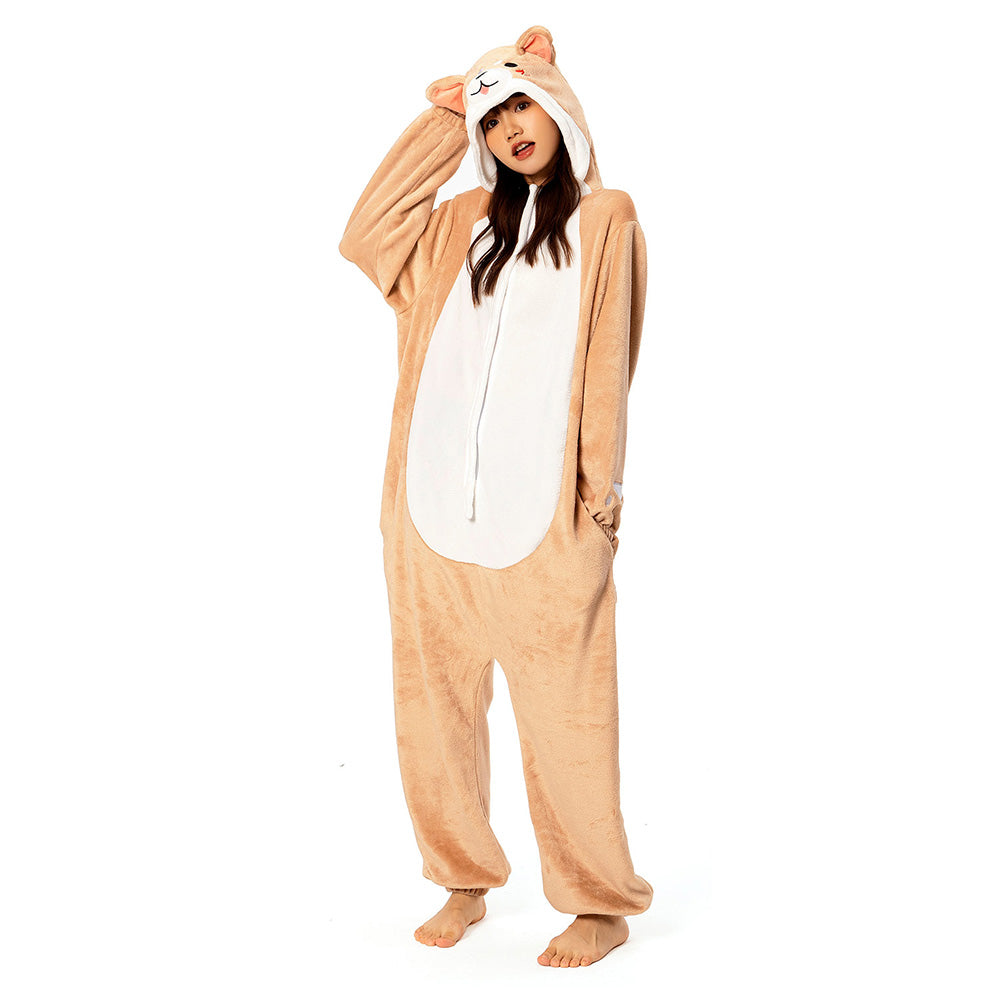 OLAOLA Unisex Adult Plush Shiba Inu Animals Onesie Pajamas Warm Home One-Piece Sleepwear