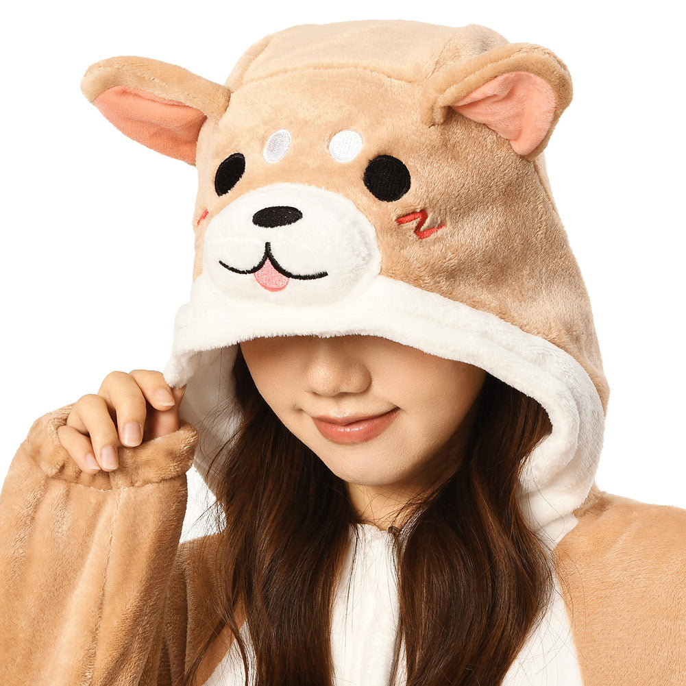 OLAOLA Unisex Adult Plush Shiba Inu Animals Onesie Pajamas Warm Home One-Piece Sleepwear