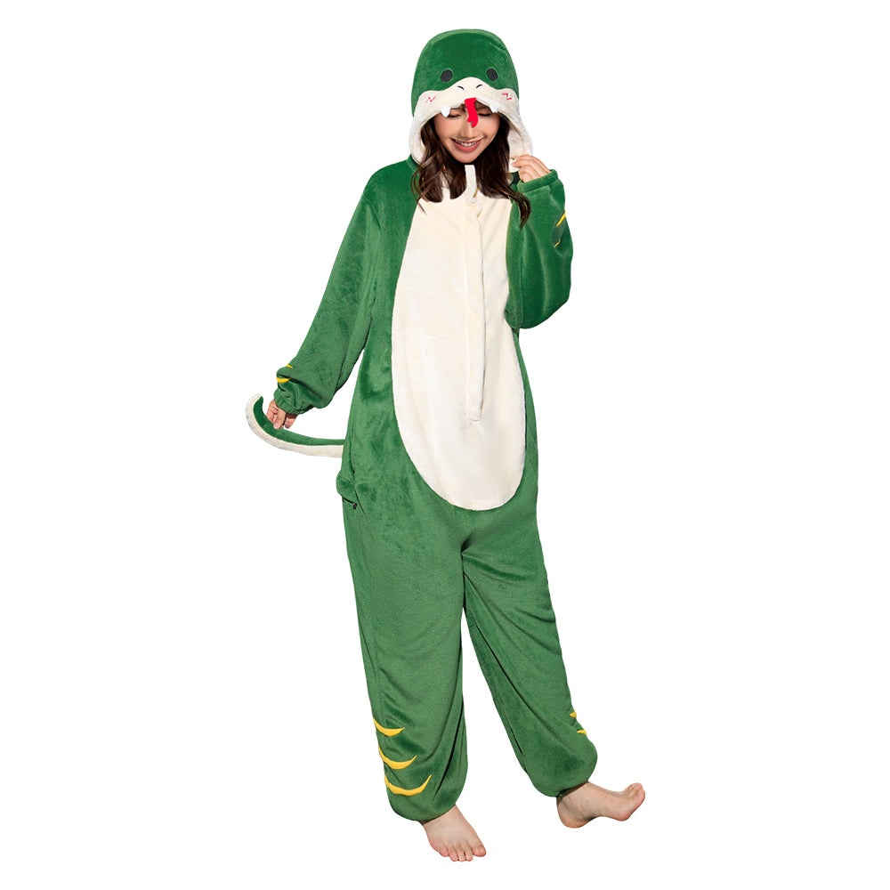OLAOLA Unisex Adult Plush Snake Animals Onesie Pajamas Warm Home One-Piece Sleepwear