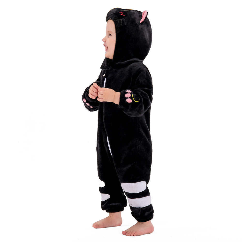 OLAOLA Baby Black Cat Pajamas Animal Onesie Toddler Romper Plush Dress Up Infant Outfits Halloween Suit