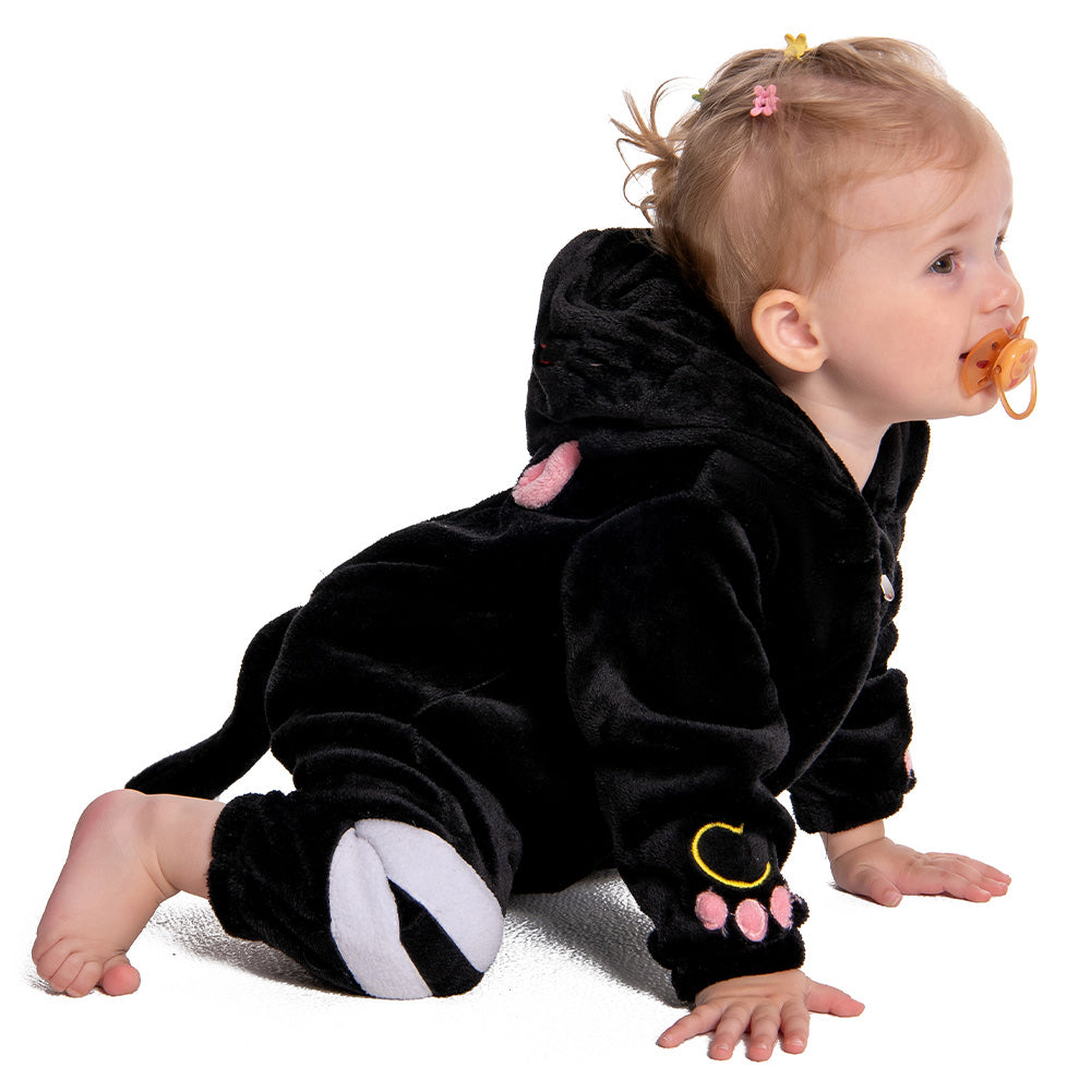 OLAOLA Baby Black Cat Pajamas Animal Onesie Toddler Romper Plush Dress Up Infant Outfits Halloween Suit