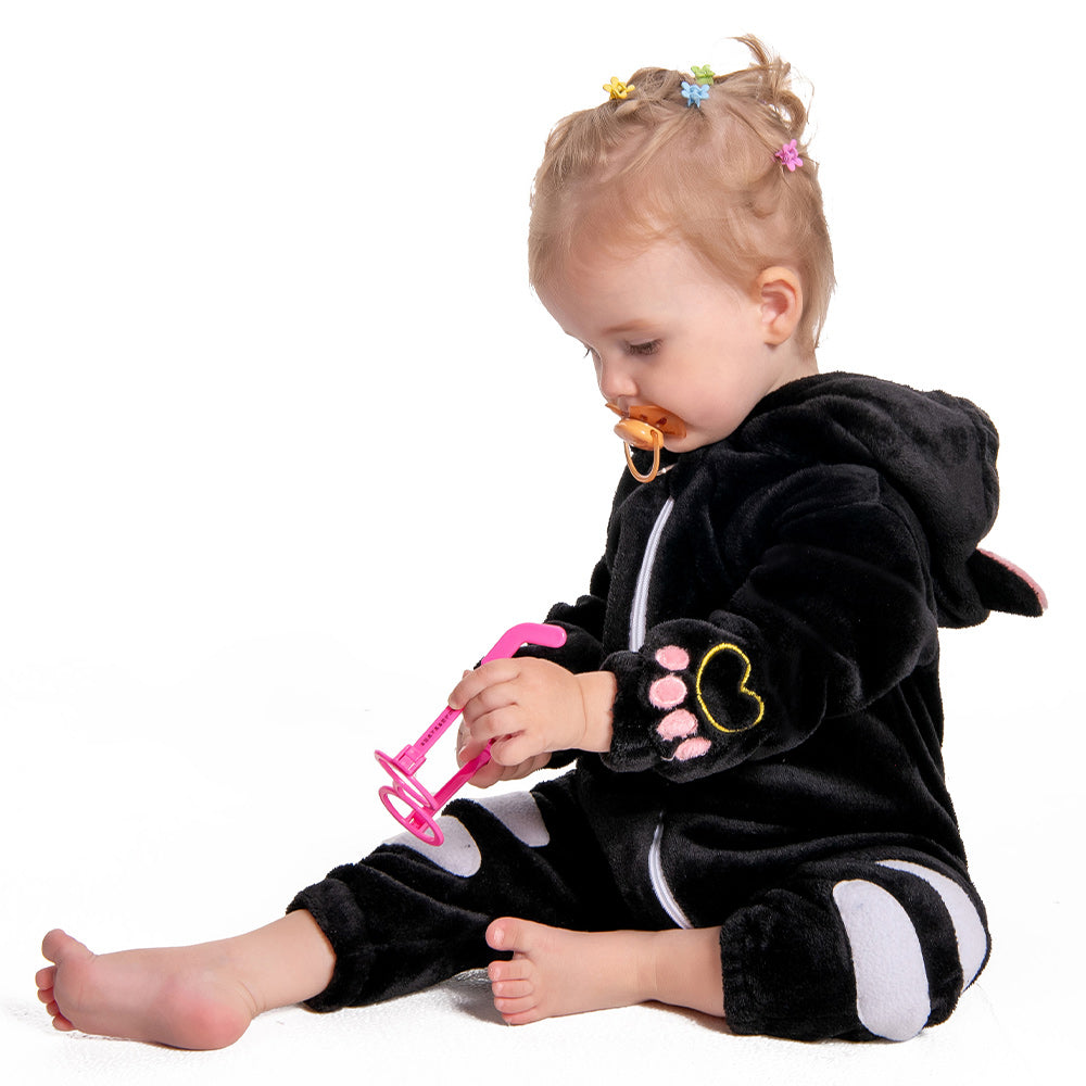 OLAOLA Baby Black Cat Pajamas Animal Onesie Toddler Romper Plush Dress Up Infant Outfits Halloween Suit