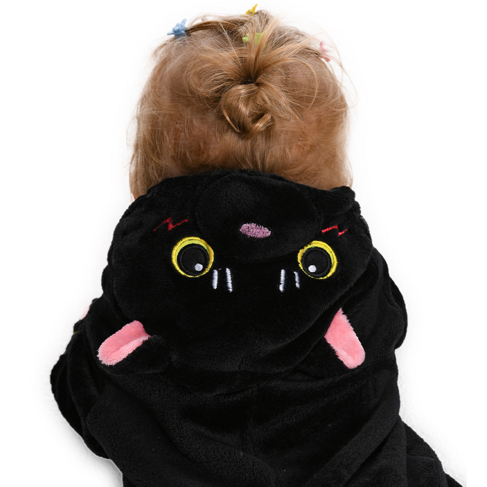 OLAOLA Baby Black Cat Pajamas Animal Onesie Toddler Romper Plush Dress Up Infant Outfits Halloween Suit