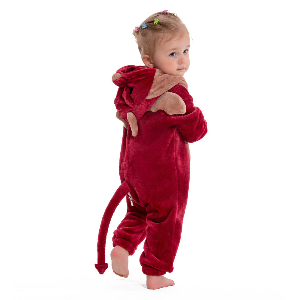 OLAOLA Baby Red Dragon Pajamas Animal Onesie Toddler Romper Plush Dress Up Infant Outfits Halloween Christmas Cosplay Costume