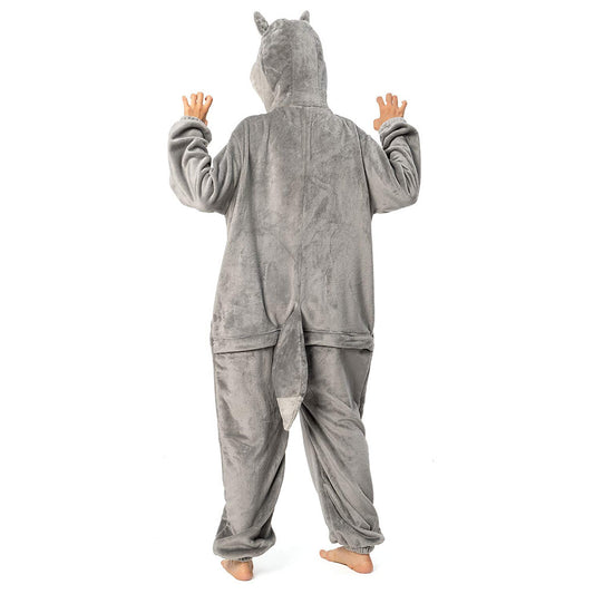 OLAOLA Unisex Adult Plush Wolf Animals Onesie Pajamas Warm Home One-Piece Sleepwear