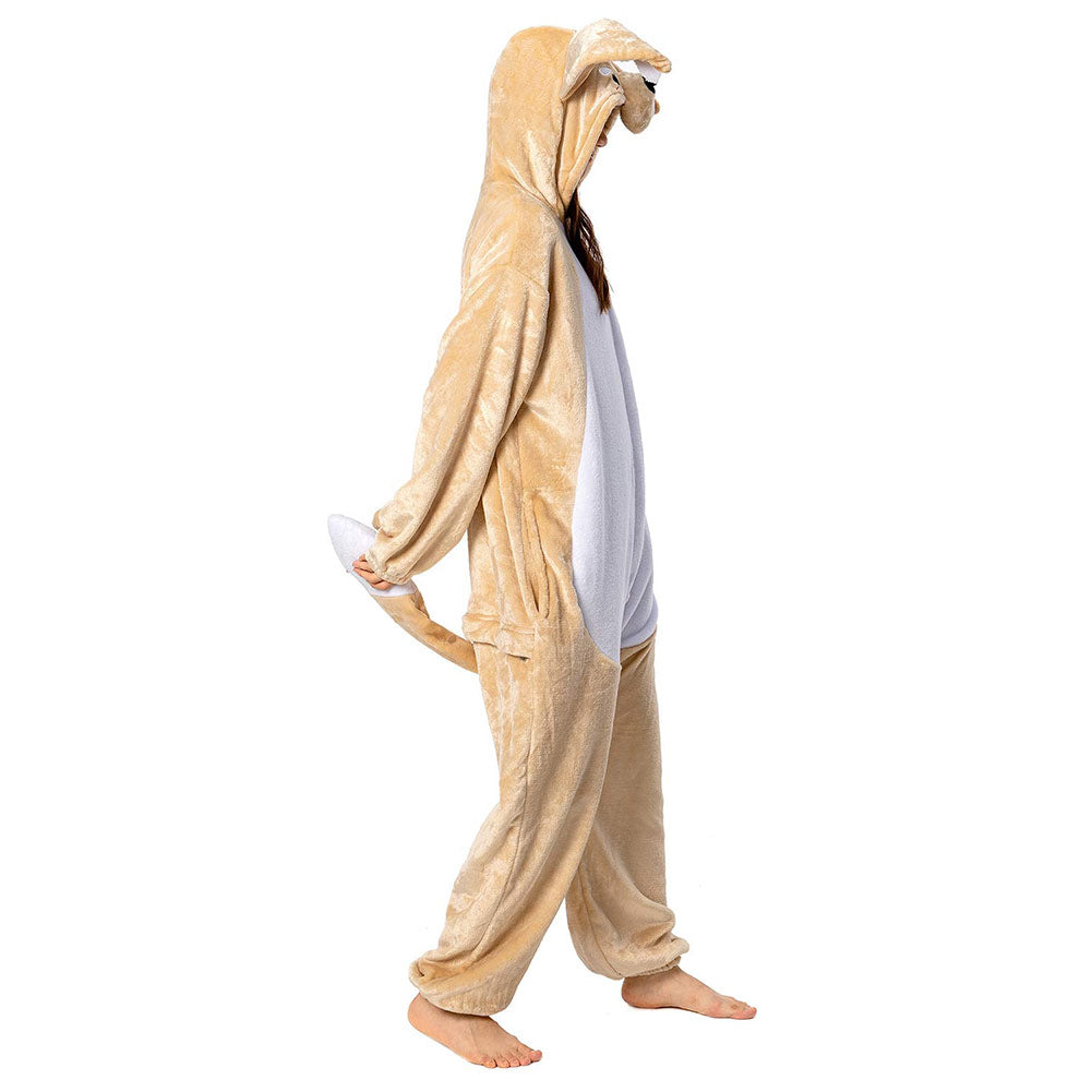 OLAOLA Unisex Adult Plush Fennec Fox Animals Onesie Pajamas Warm Home One-Piece Sleepwear
