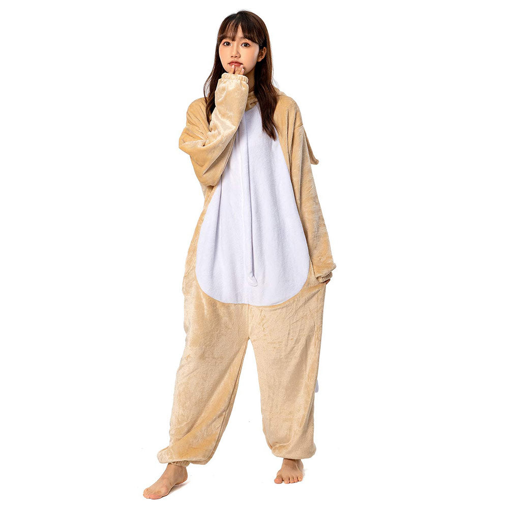 OLAOLA Unisex Adult Plush Fennec Fox Animals Onesie Pajamas Warm Home One-Piece Sleepwear