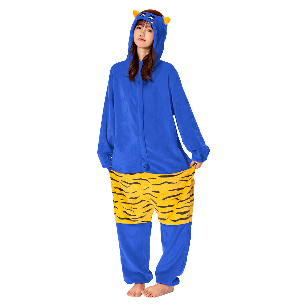 OLAOLA Unisex Adult Plush Blue Ogre Festival Onesie Pajamas Warm Home One-Piece Sleepwear