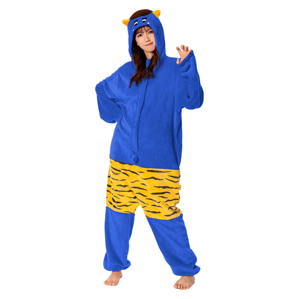 OLAOLA Unisex Adult Plush Blue Ogre Festival Onesie Pajamas Warm Home One-Piece Sleepwear