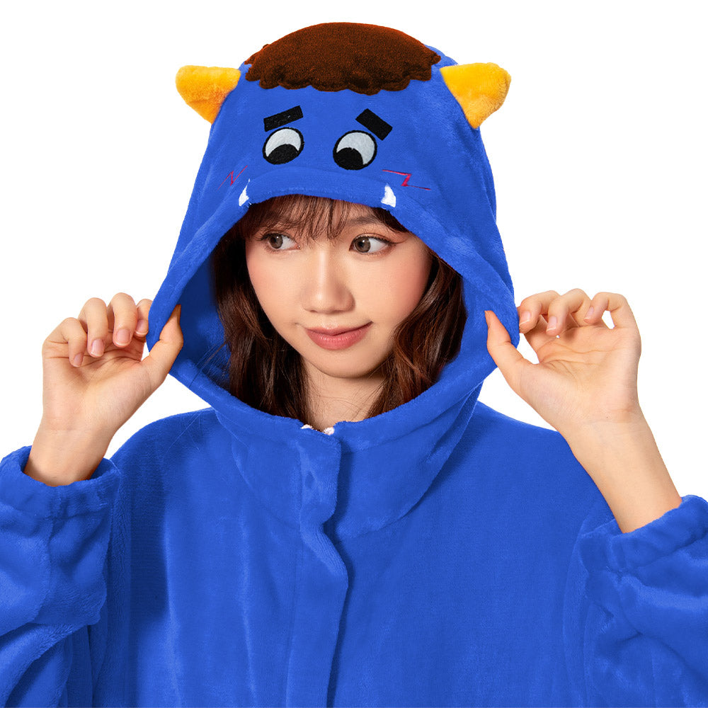 OLAOLA Unisex Adult Plush Blue Ogre Festival Onesie Pajamas Warm Home One-Piece Sleepwear
