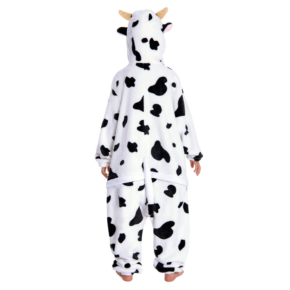 OLAOLA Kids Pink Cow Animal Onesie Plush Soft Flannel Warm Home Pajamas One-Piece Sleepwear