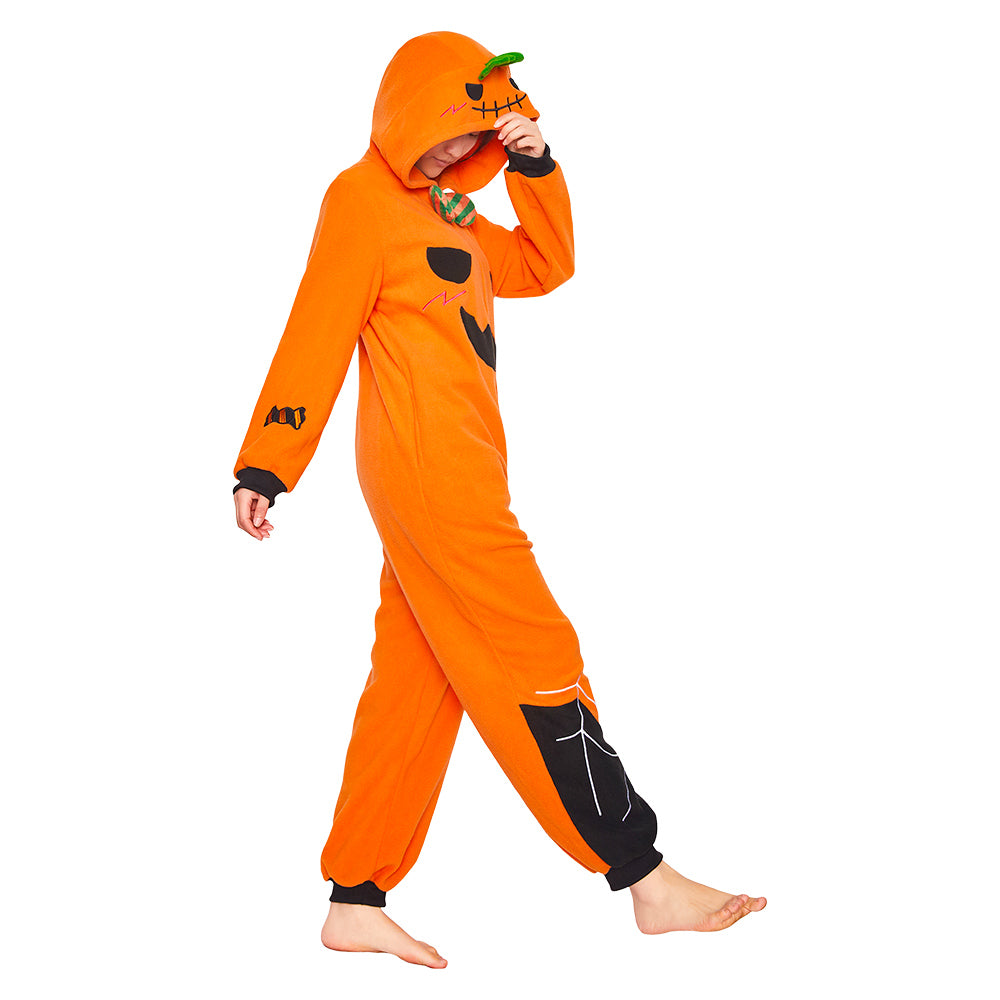 OLAOLA Pumpkin Flannel Pajamas Plush Animals Onesie Adult Soft Sleepwear Christmas Carnival Party Suit