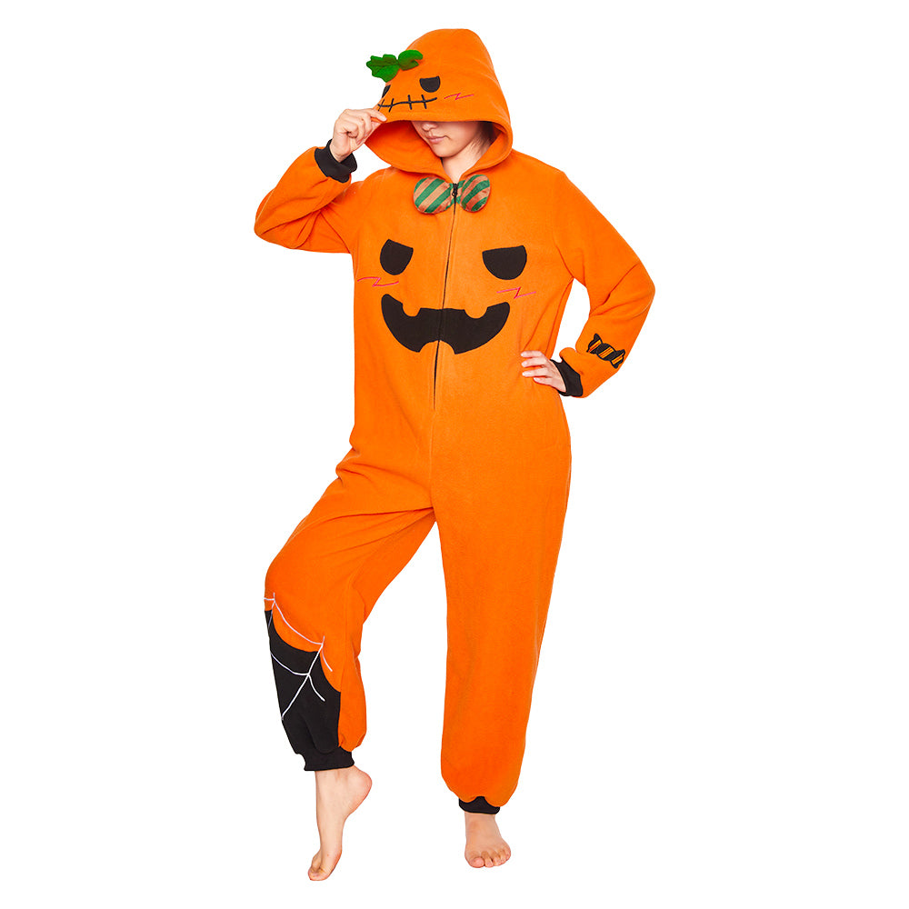 OLAOLA Pumpkin Flannel Pajamas Plush Animals Onesie Adult Soft Sleepwear Christmas Carnival Party Suit