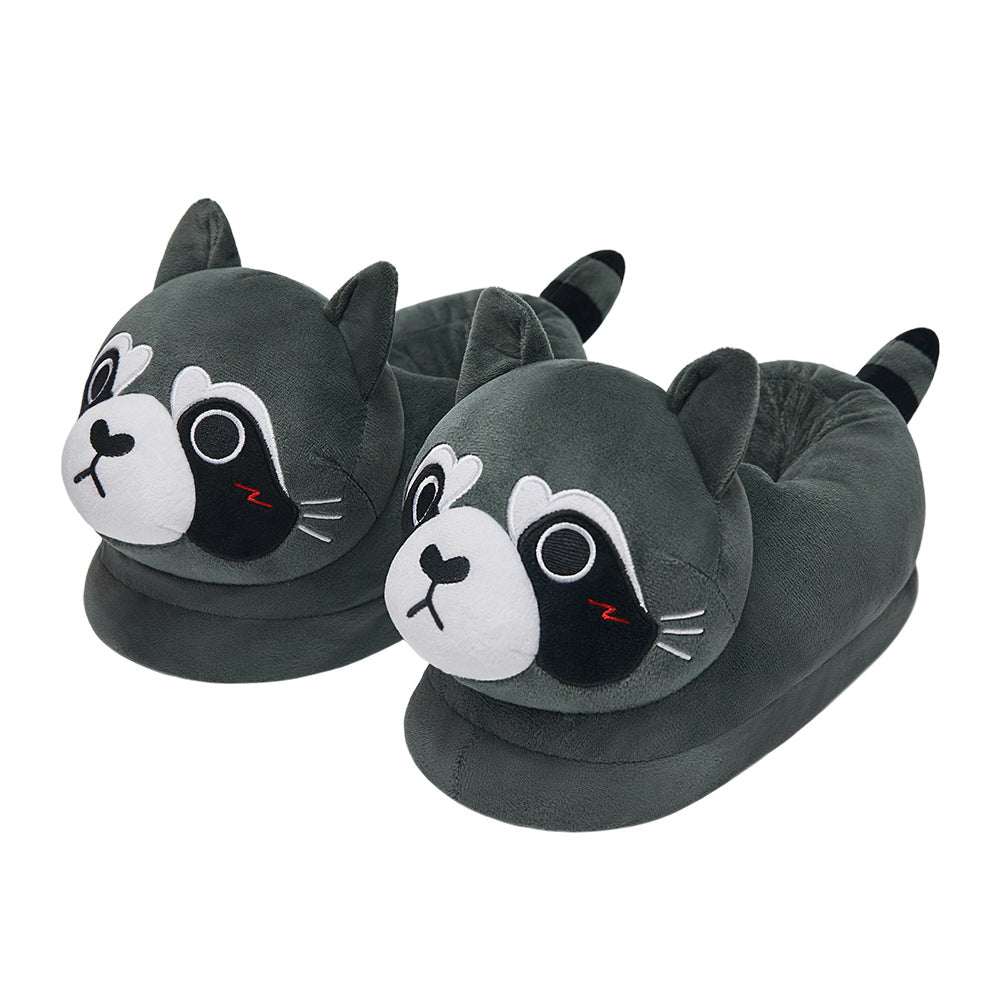 OLAOLA Raccoon Slippers Warm Plush Animal Indoor Non-slip Home Fluffy Thick Bottom Shoes Gifts For Birthday Christmas
