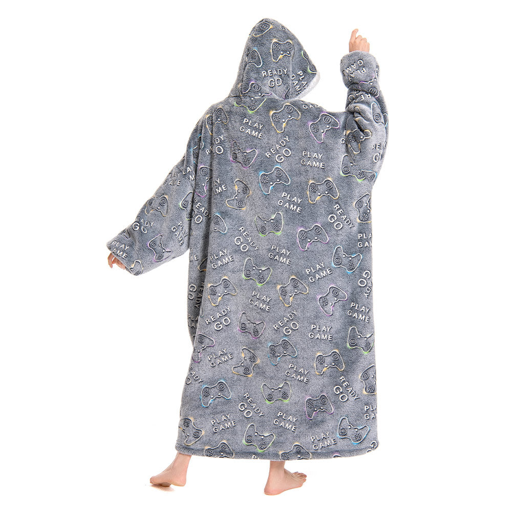 OLAOLA Unisex Adult Kids Plush Game Controller Wearable Blanket Hoodie Warm Home One-Piece Sleepwear