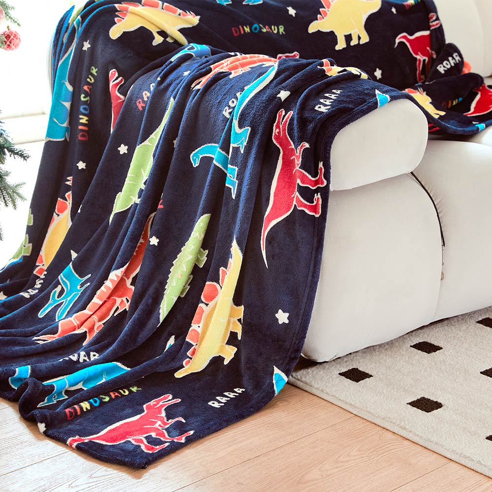 OLAOLA Colorful Dinosaur Cooling Blanket AC Comforters Nap Sleep Soft Bed Couch Sofa Throw Blanket