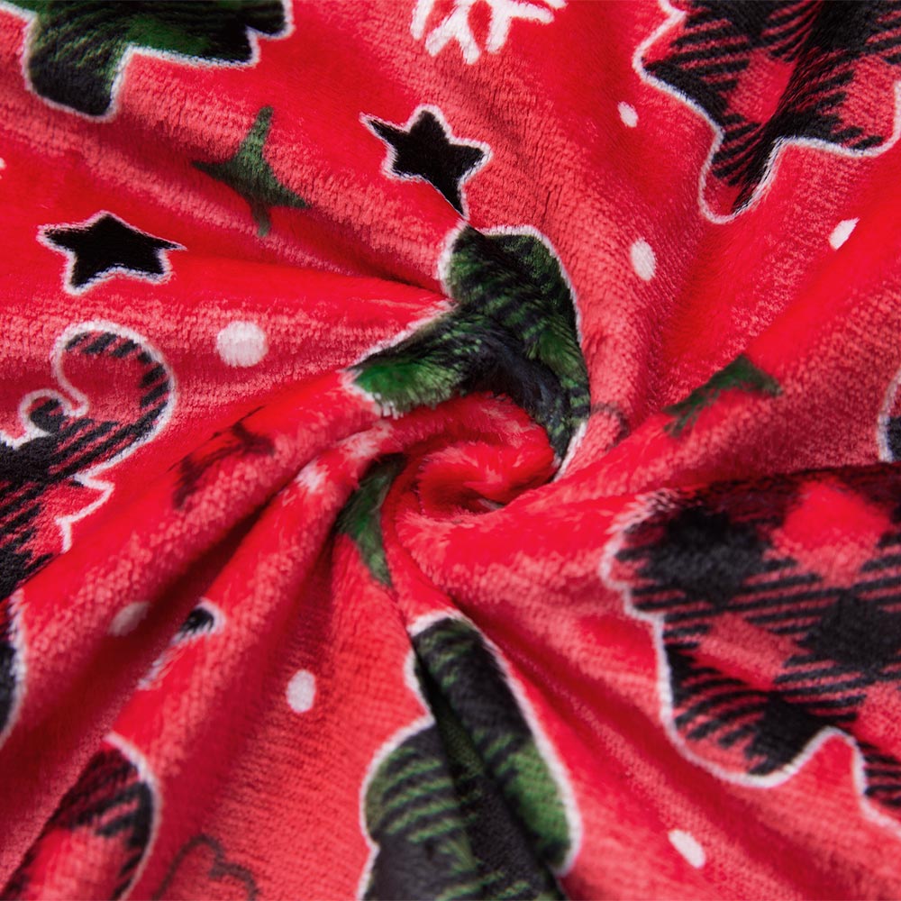 OLAOLA Gingerbread Man Christmas Red Printed Fuzzy Plush Pajama Pants Sleeping Bottoms Pants Animals Onesie
