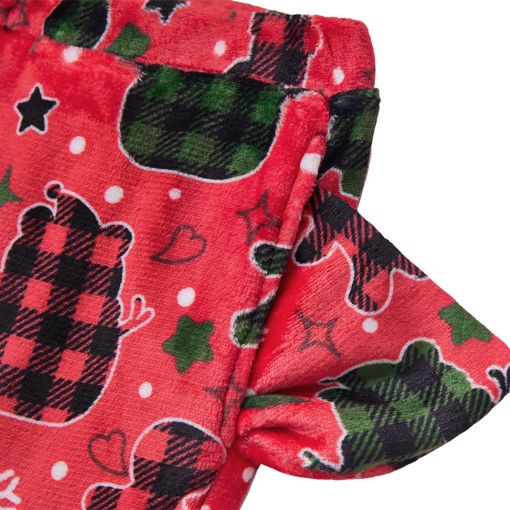 OLAOLA Gingerbread Man Christmas Red Printed Fuzzy Plush Pajama Pants Sleeping Bottoms Pants Animals Onesie