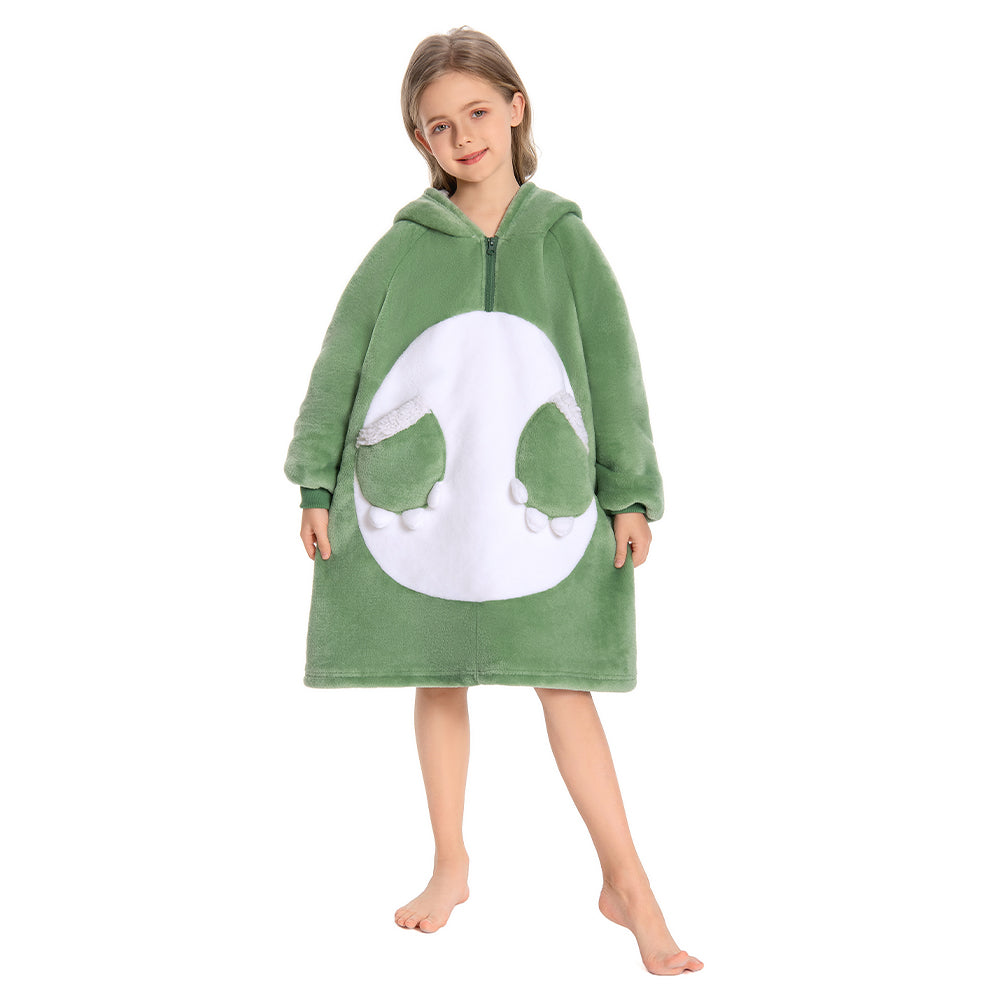 Kids OLAOLA Green Dinosaur Wearable Blanket Hoodie Animals Onesie Oversized Soft Homewear With Giant Pocket