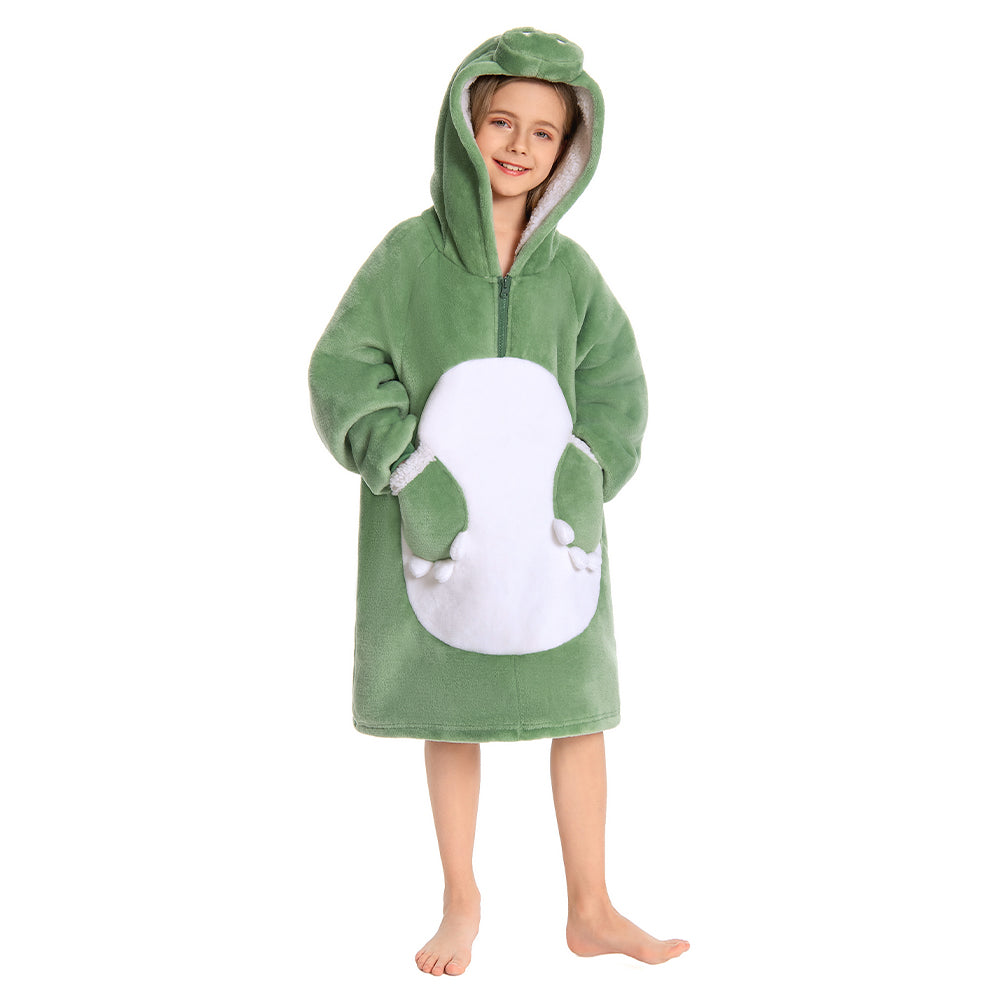 Kids OLAOLA Green Dinosaur Wearable Blanket Hoodie Animals Onesie Oversized Soft Homewear With Giant Pocket