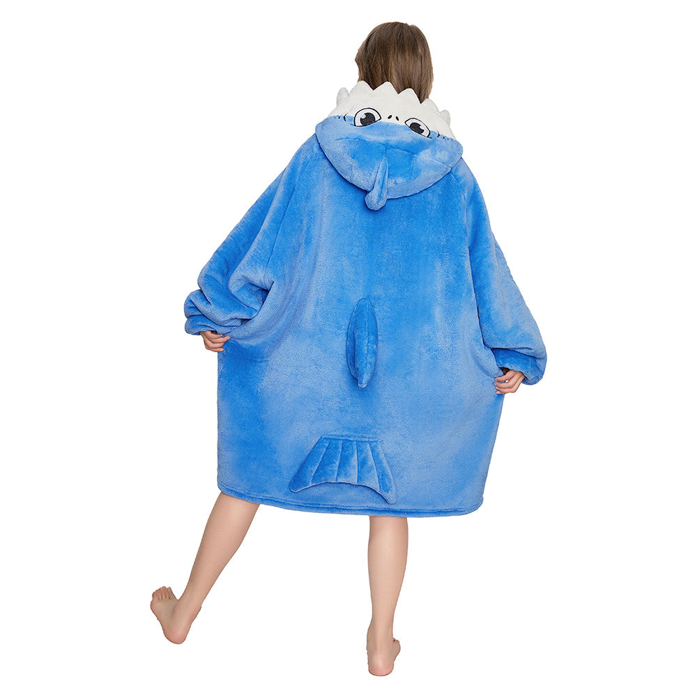 OLAOLA Blue Shark Wearable Blanket Hoodie for Adults Oversized Animal Hooded Blanket Soft Warm Cozy Sherpa Fleece Sweatshirt