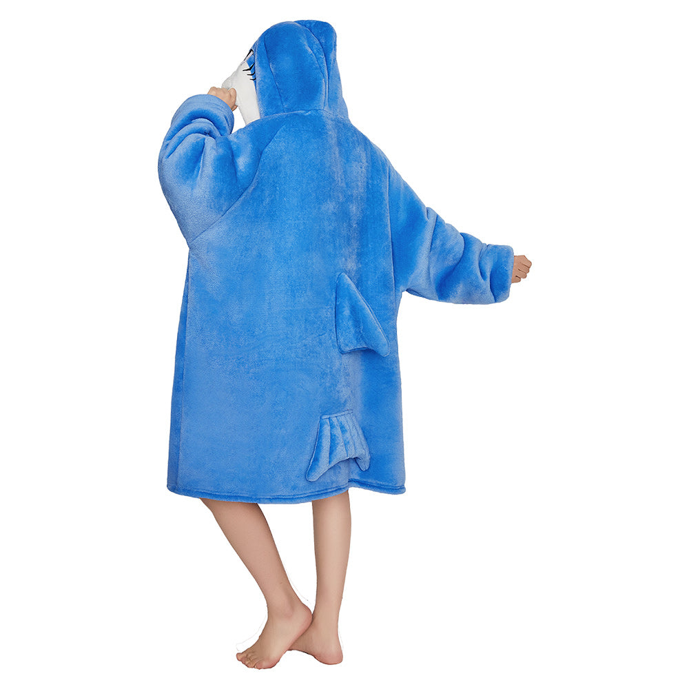 OLAOLA Blue Shark Wearable Blanket Hoodie for Adults Oversized Animal Hooded Blanket Soft Warm Cozy Sherpa Fleece Sweatshirt