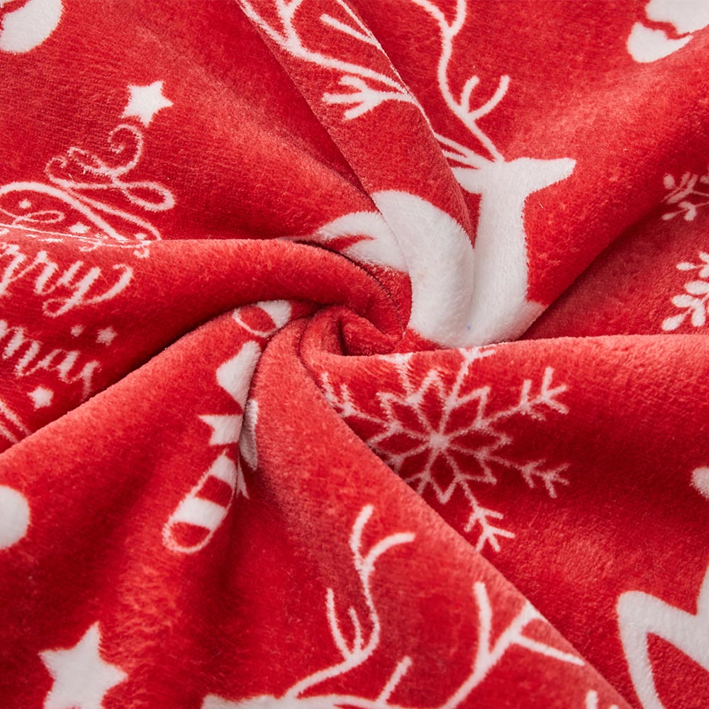 OLAOLA Red Christmas Flannel Blanket With Hat Original Design Warm Fuzzy Soft Bed Couch Sofa Throw Blanket Home Decoration